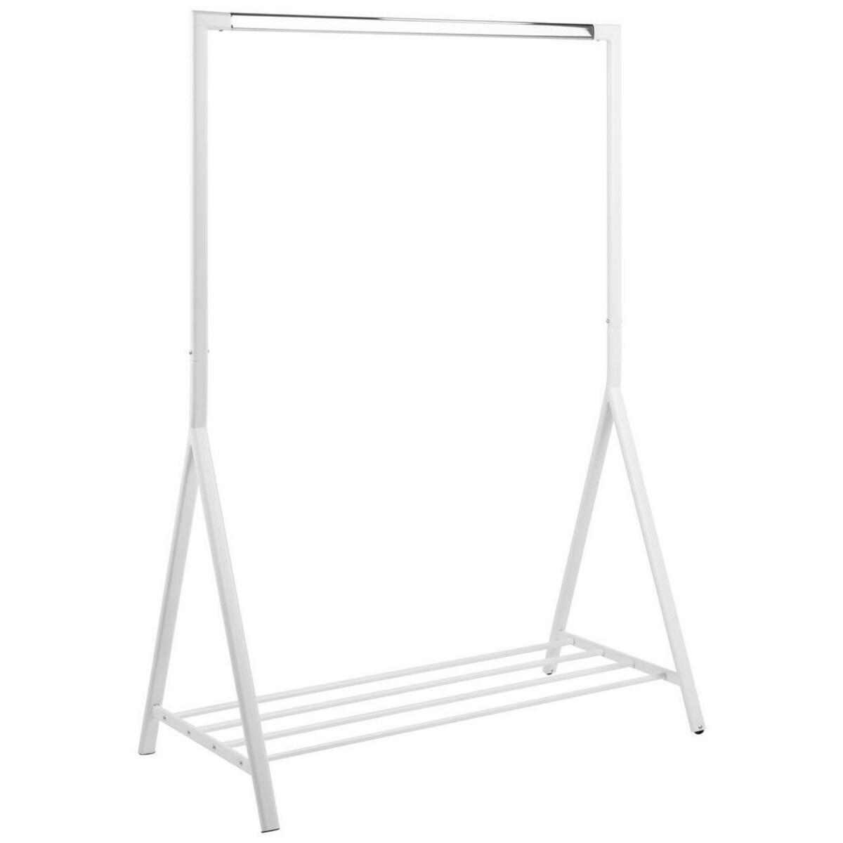 Bild 1 von Kleiderständer, Weiß, Metall, 117x165x59 cm, Schuhablage, standfeste Füße, Garderobe, Garderobenständer
