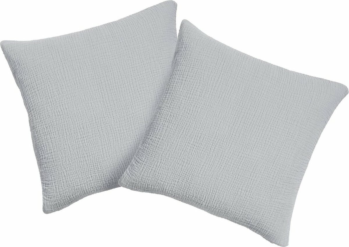 Bild 1 von LeGer Home by Lena Gercke Dekokissen Hevin2, im Baumwoll - Crinkle Effekt, Kissenhüllen ohne Füllung, 2 Stück, Grau