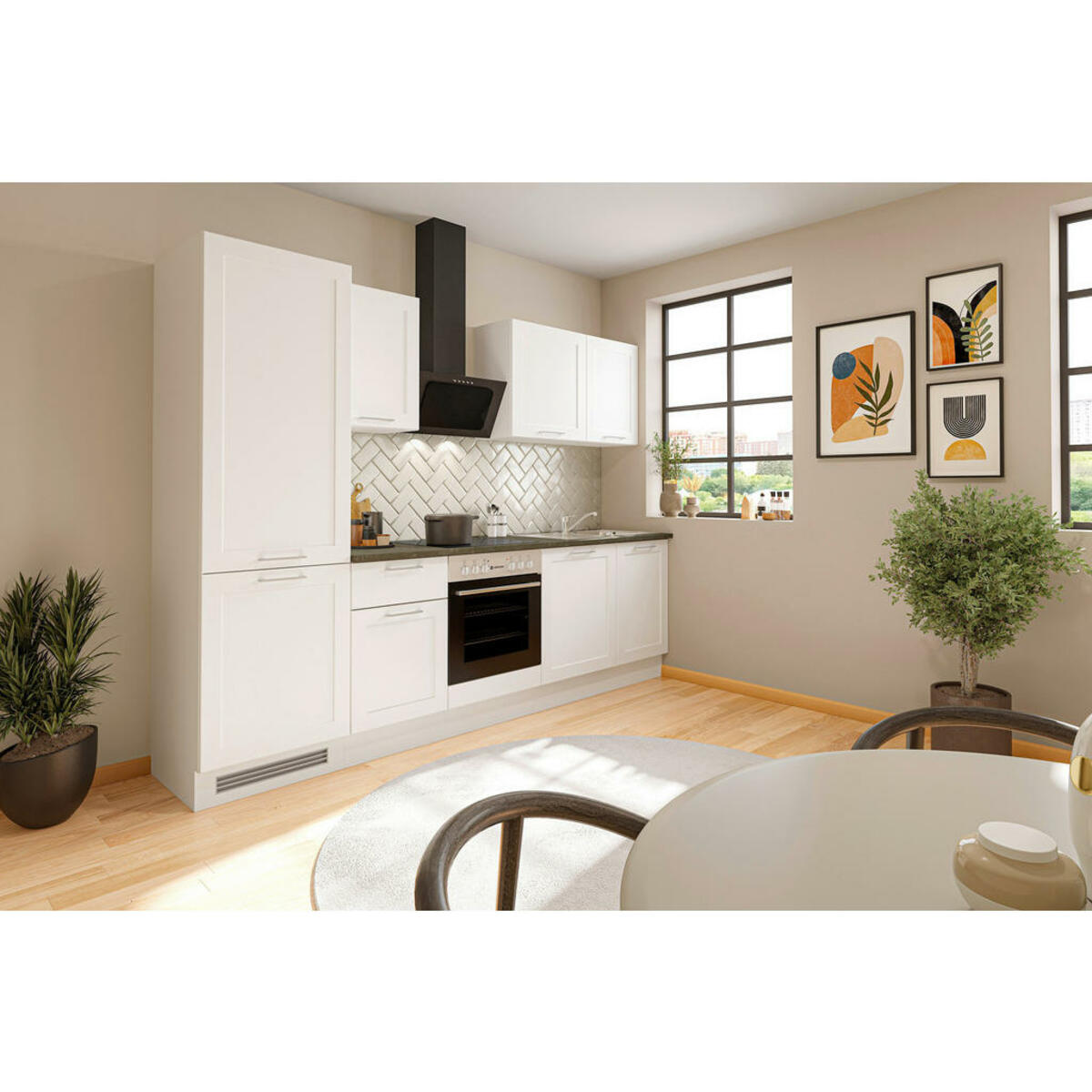 Bild 1 von Mid.you Küchenblock, Weiß, Metall, 2,1 Schubladen, nur wie online abgebildet bestellbar, A, 280 cm, Made in EU, Küchen, Küchenzeilen & Küchenblöcke, Küchenzeilen mit Geräten