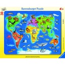 Bild 1 von Ravensburger 06641 Rahmepuzzle Weltkarte mit Tieren 30 Teile