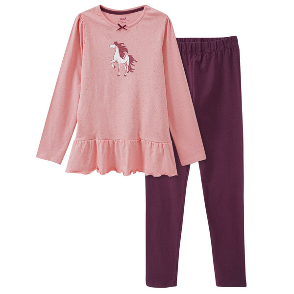 Mädchen Pferde Schlafanzug - Langarm Pyjama Mit Einhorn Design