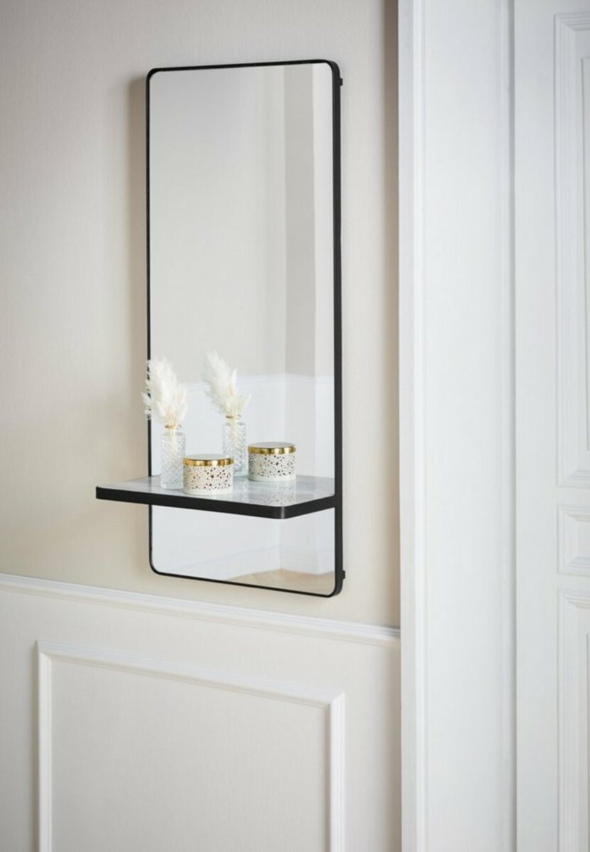 Bild 1 von Guido Maria Kretschmer Home&Living Wandspiegel Nookiema, schwarz (1-St), rechteckig, mit Ablage aus Marmor, Rahmen aus Metall, modern, Schwarz