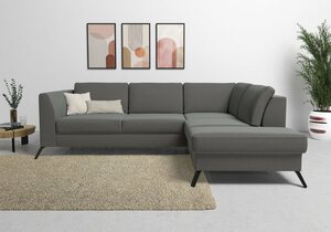 Sit&more Ecksofa Olsen, inklusive Sitztiefenverstellung, wahlweise mit Bettfunktion, 15cm hoch, Grau