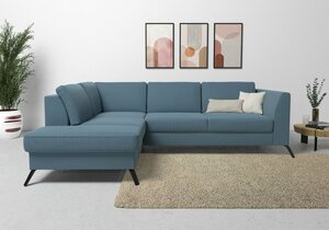 Sit&more Ecksofa Olsen, inklusive Sitztiefenverstellung, wahlweise mit Bettfunktion, 15cm hoch, Blau