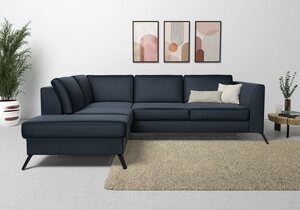 Sit&more Ecksofa Olsen, inklusive Sitztiefenverstellung, wahlweise mit Bettfunktion, 15cm hoch, Blau