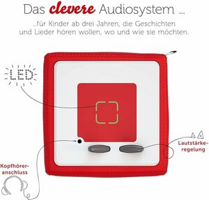 Toniebox Starter Set inkl. 1 Kreativ-Tonie-Figur – Audioplayer für Hörbücher und Lieder für Kinder, einfach zu bedienende kabellose Musikbox BZW. Lautsprecher, 7 Std. Akku, Rot