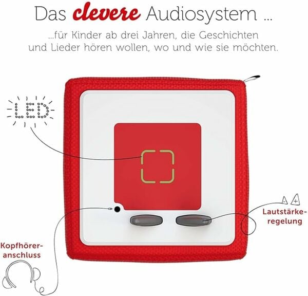 Bild 1 von Toniebox Starter Set inkl. 1 Kreativ-Tonie-Figur – Audioplayer für Hörbücher und Lieder für Kinder, einfach zu bedienende kabellose Musikbox BZW. Lautsprecher, 7 Std. Akku, Rot