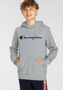 Champion Sweatshirt Classic Hooded Sweatshirt large Logo - für Kinder, Grau