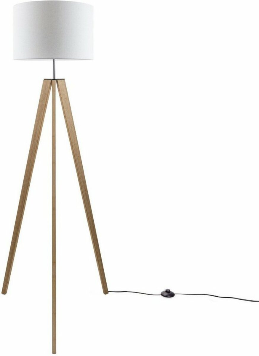 Bild 1 von Paco Home Stehlampe Canvas uni Color, ohne Leuchtmittel, Stehlampe Vintage Fuß LED Lampe Wohnzimmer Skandinavischer Stil E27, Beige