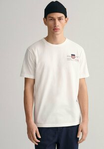 Gant T-Shirt REG ARCHIVE SHIELD EMB SS T-SHIRT von dem Archiv aus den 1980er-Jahren inspiriert, Weiß