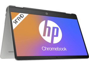 HP x360 14a-ca0312ng, Chromebook mit 14 Zoll Display Touchscreen, Intel® Celeron® Prozessor, 4 GB RAM, 64 eMMC, Silber