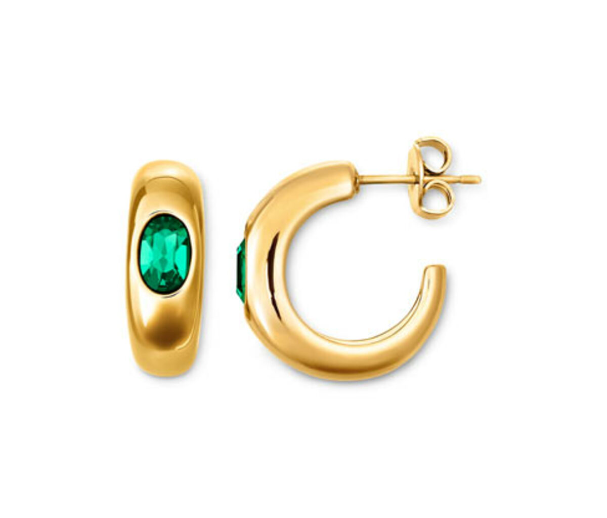 Bild 1 von Creolen mit smaragdgrünem Glaskristall