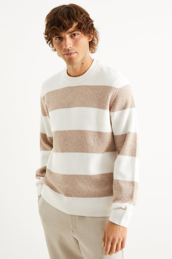 Bild 1 von C&A Pullover-gerippt-gestreift, Weiß, Größe: S