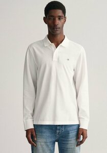 Gant Poloshirt REG SHIELD LS PIQUE RUGGER mit Logotickerei auf der Brust, Weiß
