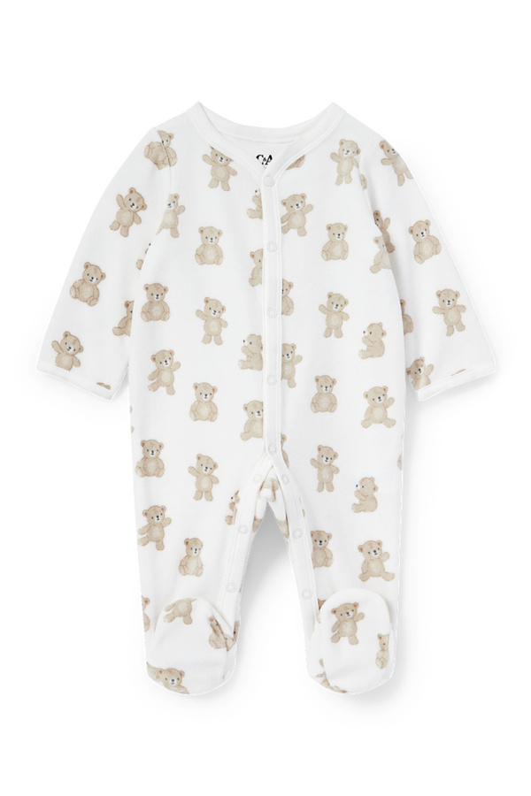 Bild 1 von C&A Bärchen-Baby-Schlafanzug, Weiß, Größe: 56