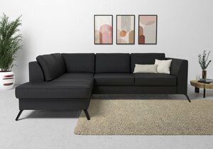 Sit&more Ecksofa Olsen, inklusive Sitztiefenverstellung, wahlweise mit Bettfunktion, 15cm hoch, Schwarz