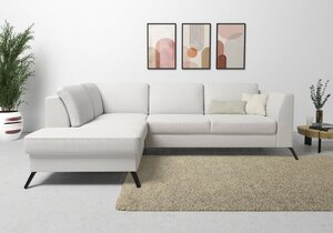 Sit&more Ecksofa Olsen, inklusive Sitztiefenverstellung, wahlweise mit Bettfunktion, 15cm hoch, Grau|silberfarben