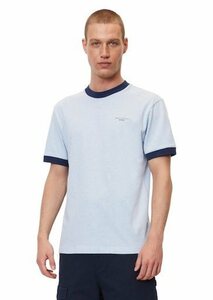 Marc O'Polo DENIM T-Shirt mit dezentem Markenlabel auf der Brust, Blau