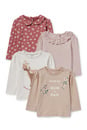 Bild 1 von C&A Multipack 4er-Pferde und Blumen-Baby-Langarmshirt, Weiß, Größe: 68