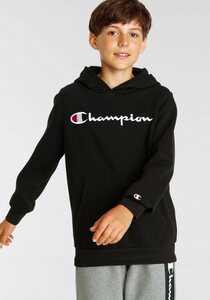 Champion Sweatshirt Classic Hooded Sweatshirt large Logo - für Kinder, Schwarz