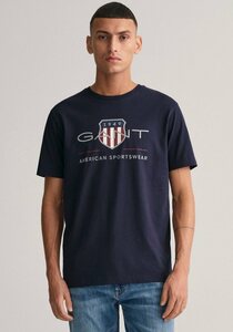 Gant T-Shirt REG ARCHIVE SHIELD SS T-SHIRT mit Logodruck auf der Brust, Blau