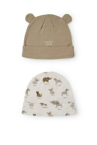 C&A Multipack 2er-Tiere-Baby-Mütze, Weiß, Größe: 44-45