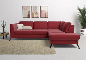 Sit&more Ecksofa Olsen, inklusive Sitztiefenverstellung, wahlweise mit Bettfunktion, 15cm hoch, Rot