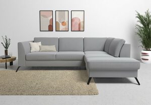 Sit&more Ecksofa Olsen, inklusive Sitztiefenverstellung, wahlweise mit Bettfunktion, 15cm hoch, Grau