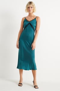 C&A Kleid mit Spitze, Grün, Größe: 44