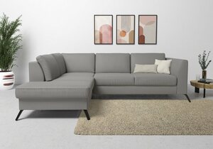 Sit&more Ecksofa Olsen, inklusive Sitztiefenverstellung, wahlweise mit Bettfunktion, 15cm hoch, Grau