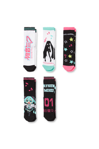 C&A Multipack 5er-Hatsune Miku-Socken mit Motiv, Schwarz, Größe: 31-33
