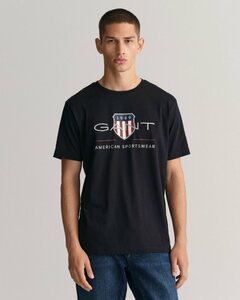Gant T-Shirt REG ARCHIVE SHIELD SS T-SHIRT mit Logodruck auf der Brust, Schwarz