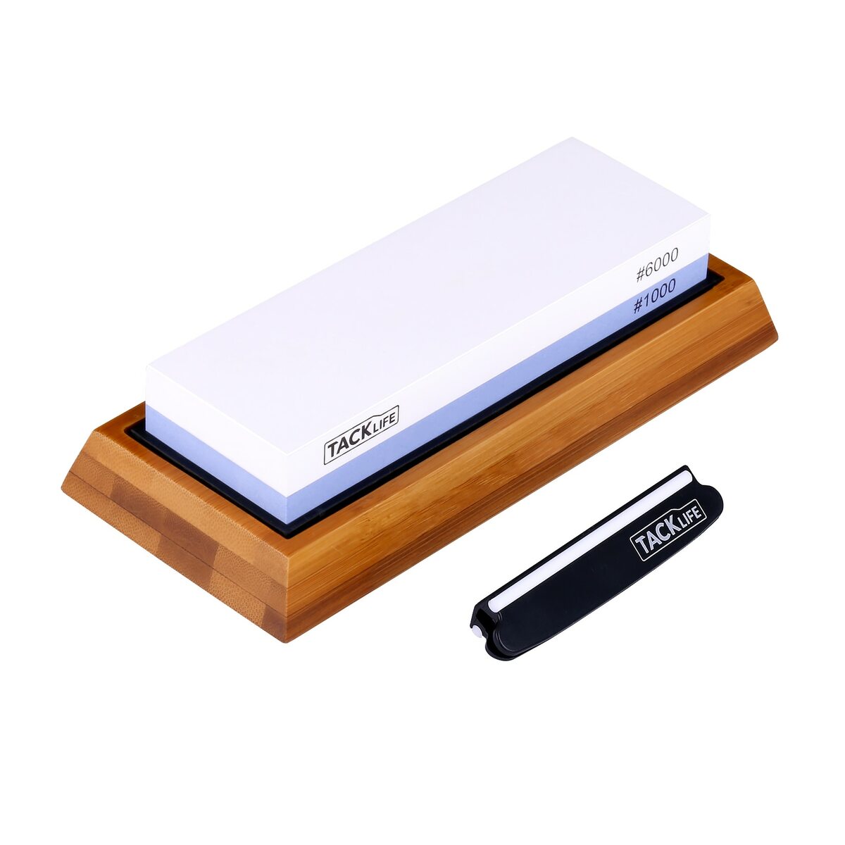 Bild 1 von TACKLIFE Wetzstein, Körnung 1000/6000, doppelseitiger Wetzstein, weißer Korund, rutschfeste Silikonrückseite, HSS1A