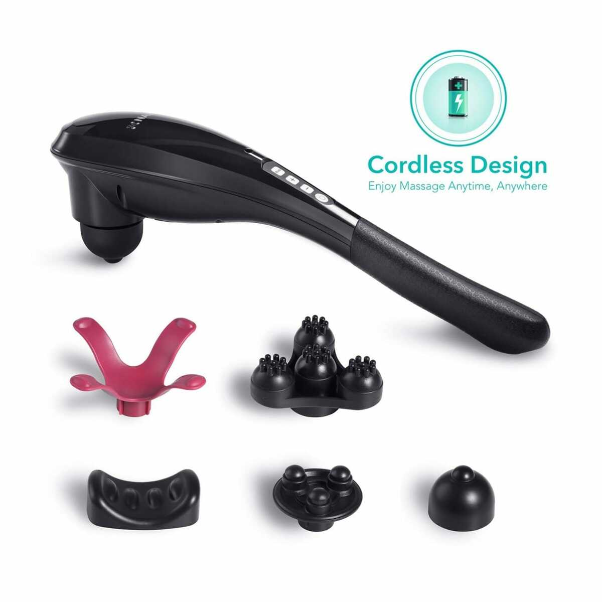 Bild 1 von NAIPO Handmassagegerät Kabelloses Wiederaufladbar, 5 Massageköpfen für Schulter Rücken Taille Beine
