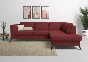 Sit&more Ecksofa Olsen, inklusive Sitztiefenverstellung, wahlweise mit Bettfunktion, 15cm hoch, Rot