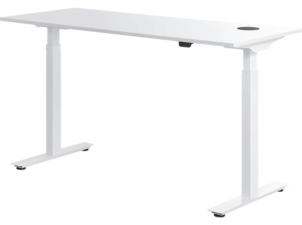 Bild 1 von WRK21 140x80cm höhenverstellbarer Steh-Sitz Schreibtisch inkl. Wireless Charger Steh-Sitz-