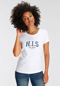 H.I.S T-Shirt mit Logo-Print vorne, Weiß