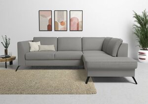 Sit&more Ecksofa Olsen, inklusive Sitztiefenverstellung, wahlweise mit Bettfunktion, 15cm hoch, Grau