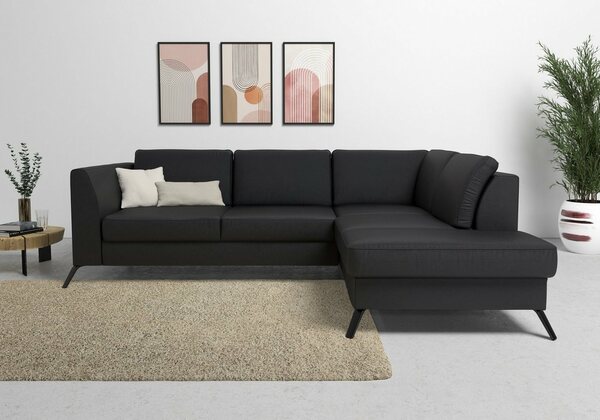 Bild 1 von Sit&more Ecksofa Olsen, inklusive Sitztiefenverstellung, wahlweise mit Bettfunktion, 15cm hoch, Schwarz