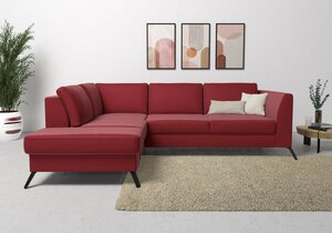 Sit&more Ecksofa Olsen, inklusive Sitztiefenverstellung, wahlweise mit Bettfunktion, 15cm hoch, Rot