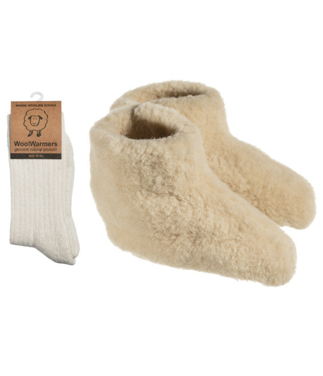 Bild 1 von WoolWarmers Hausschuh-Set, cremeweiß