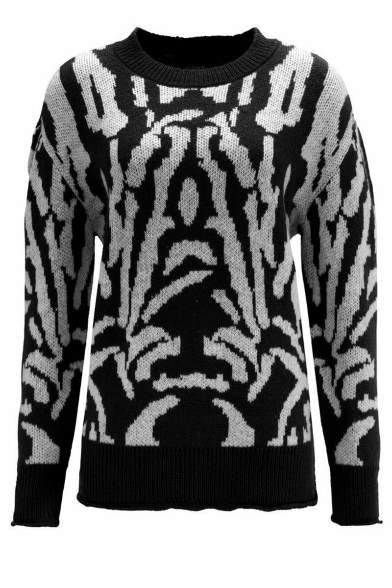 Bild 1 von Aniston CASUAL Strickpullover mit graphischem Jacquard-Muster, Schwarz|weiß
