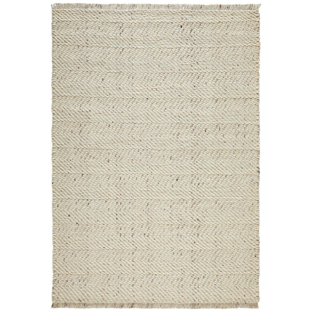 Linea Natura Handwebteppich, Weiß, Beige, Textil, Struktur, rechteckig
