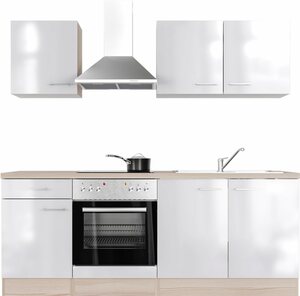 Flex-Well Küche Oregon, mit E-Geräten, Breite 210 cm, in vielen Farbvarianten erhältlich, Weiß