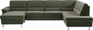 CALIZZA INTERIORS Wohnlandschaft Onyx, 3 Teile, wahlweise mit Bettfunktion und Bettkasten, Grün