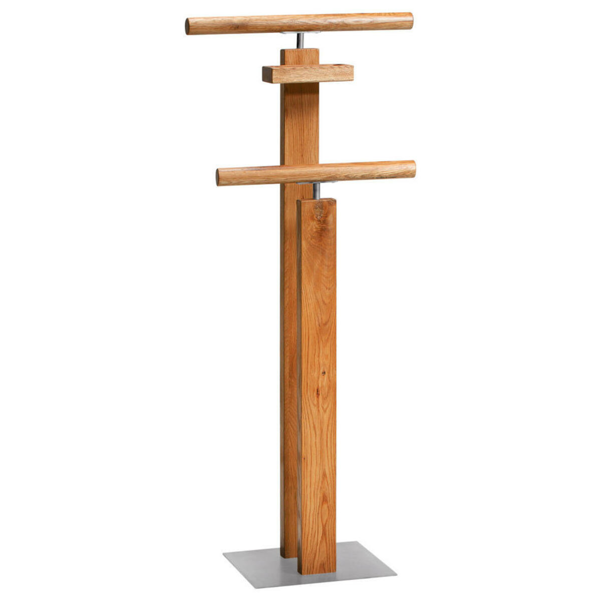 Bild 1 von Hasena Herrendiener, Alu, Wildeiche, Holz, Metall, Wildeiche, massiv, 45x107x28 cm, standfeste Füße, Hosenhalter, Jackenhalter, Garderobe, Garderobenständer