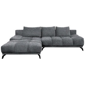 Hom`in Ecksofa, Dunkelgrau, Textil, 5-Sitzer, Füllung: Schaumstoff, Ottomane links, L-Form, 290x182 cm, Stoffauswahl, seitenverkehrt erhältlich, Schlafen auf Sitzhöhe, Wohnzimmer, Sofas & Couches,