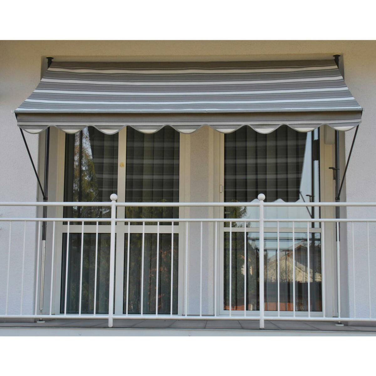 Bild 1 von Boxxx Markise, Creme, Grau, Schwarz, Metall, Textil, Streifen, 150x225-275x150 cm, Sonnen- & Sichtschutz