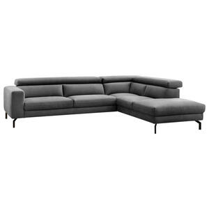 Mid.you Ecksofa, Dunkelgrau, Textil, 4-Sitzer, Ottomane rechts, L-Form, 305x233 cm, seitenverkehrt erhältlich, Rücken echt, Wohnzimmer, Sofas & Couches, Wohnlandschaften, Ecksofas