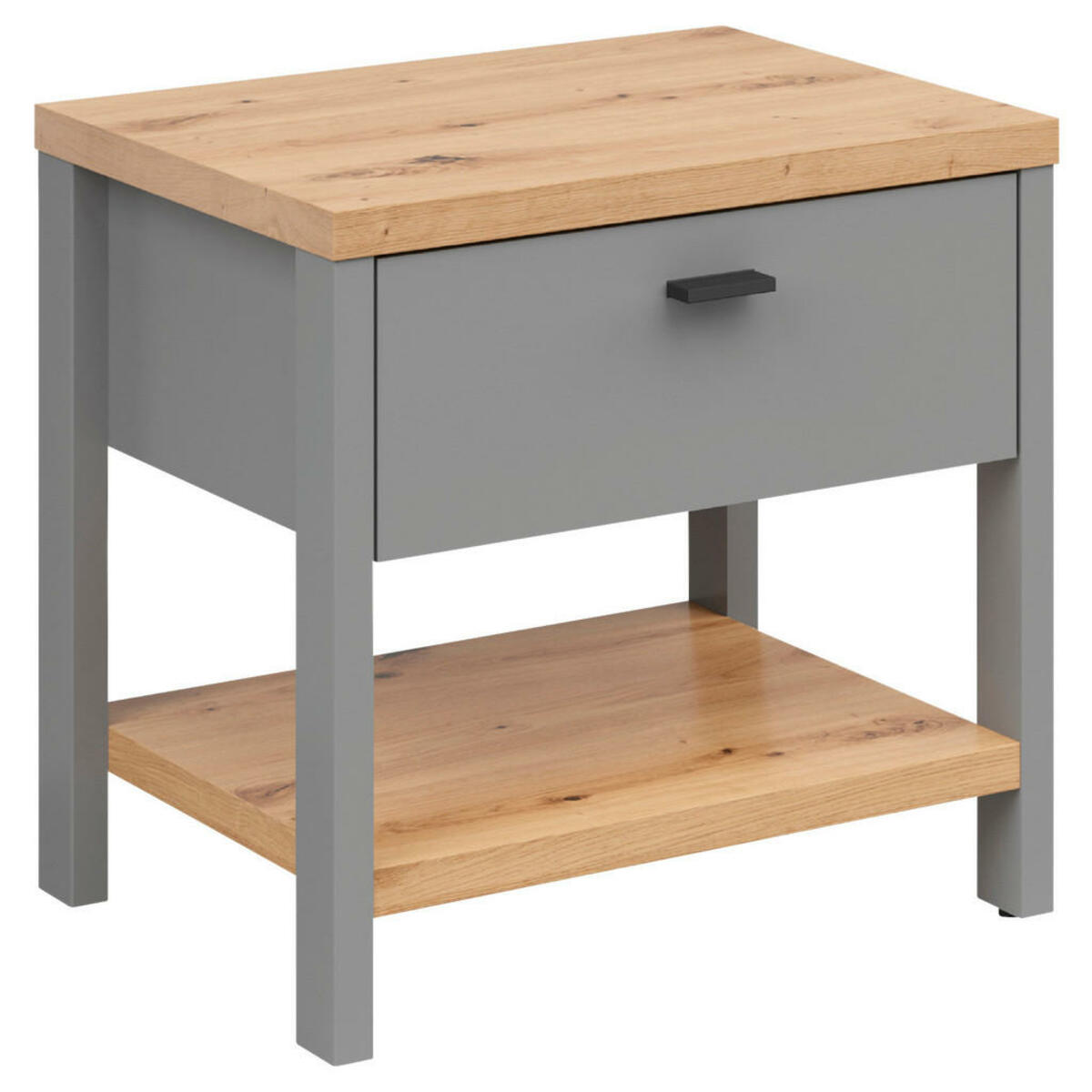 Bild 1 von Hom`in Nachtschrank, Grau, Eiche Artisan, Kunststoff, 1 Schubladen, 50x49x40 cm, Schlafzimmer, Nachttische